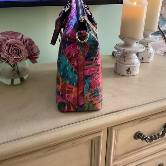 NWT Brahmin Large Duxbury Satchel Lush Melbourne Leather New Tropical - Picture 3 of 4